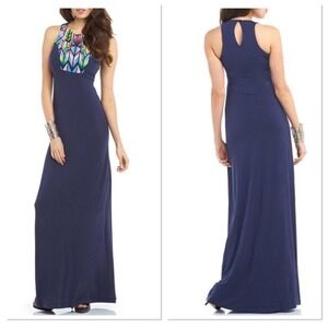 Tart collections alycia embroidered blue maxi dress size medium